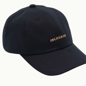 INKERMAN DARK NAVY 6 PANEL LOGO HAT GOLD THREAD EMBROIDERY ADJUSTABLE STRAP